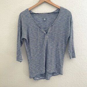 Aerie Navy & White Striped Lace Up Top Size XS